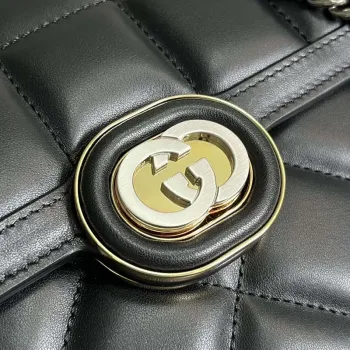 Gucci 740834 GG Deco Malá Ramenní Taška Černá