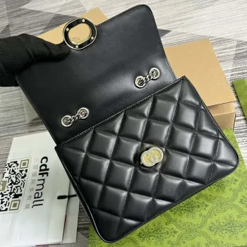Gucci 740834 GG Deco Malá Ramenní Taška Černá