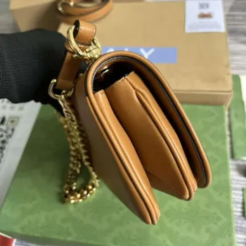 Gucci 724645 Gucci Blondie Mini Kabelka přes rameno Hnědá