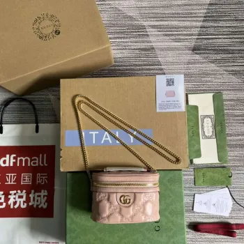 Gucci 723770 GG Matelassé Mini Taška s Horním Uchem Světle Růžová
