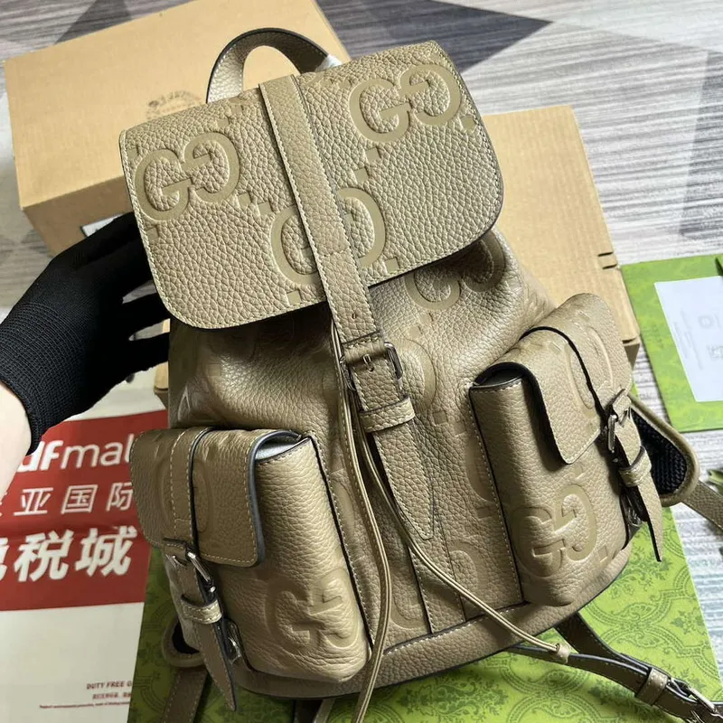 Gucci 739503 Jumbo GG Malý Batoh Taupe
