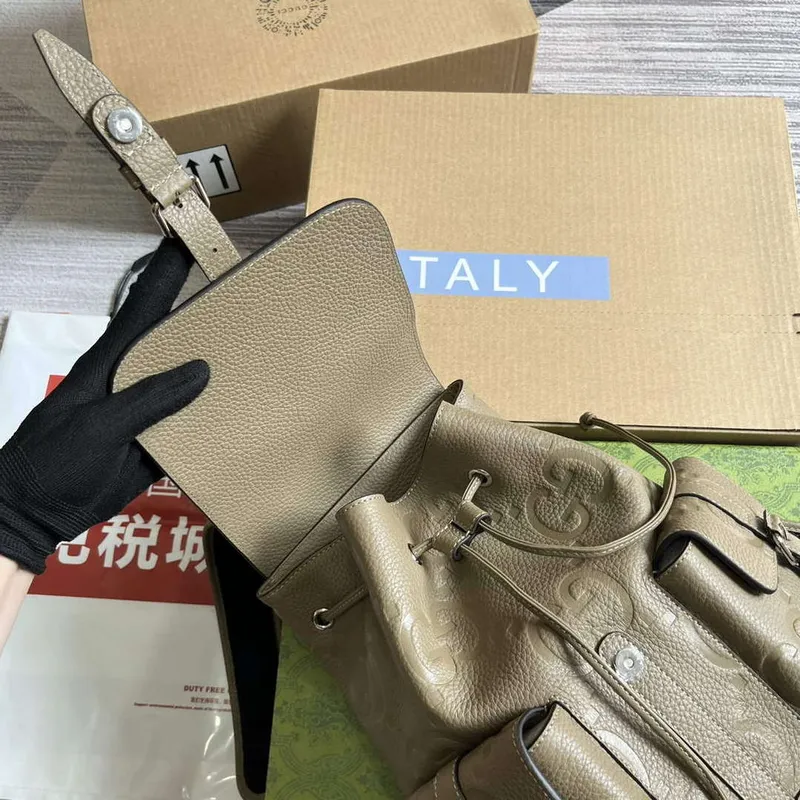 Gucci 739503 Jumbo GG Malý Batoh Taupe