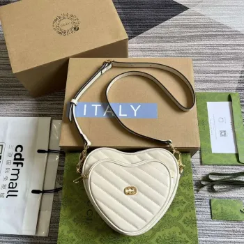 Gucci 751628 Interlocking G Mini Srdíčková Kabelka na Rameno Bílá