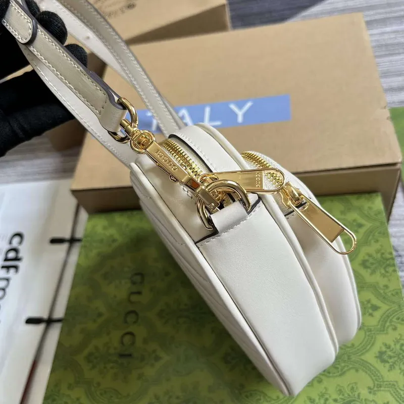 Gucci 751628 Interlocking G Mini Srdíčková Kabelka na Rameno Bílá