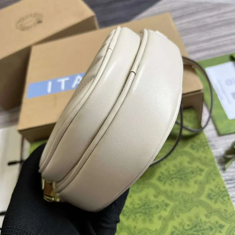 Gucci 751628 Interlocking G Mini Srdíčková Kabelka na Rameno Bílá