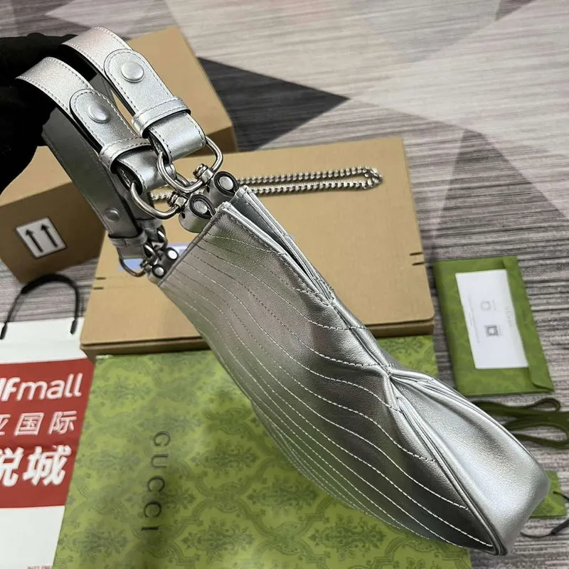 Gucci 751518 Gucci Blondie Malá Taška přes Rameno Stříbrná