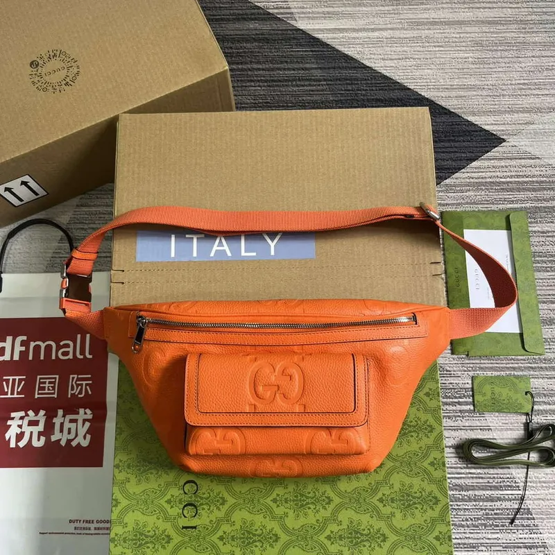 Gucci 645093 Jumbo GG Pásková taška Oranžová