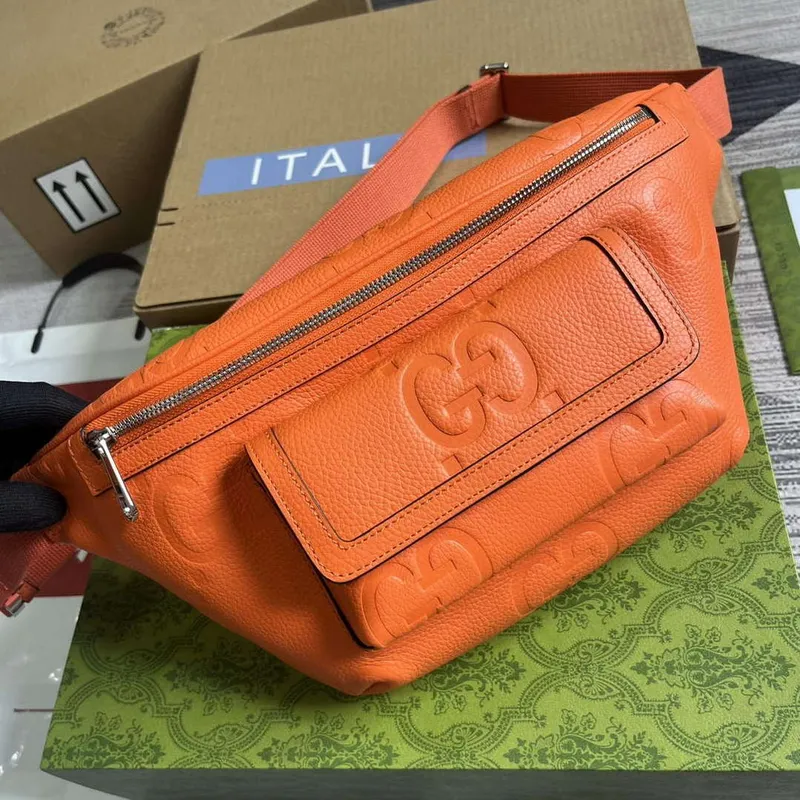 Gucci 645093 Jumbo GG Pásková taška Oranžová