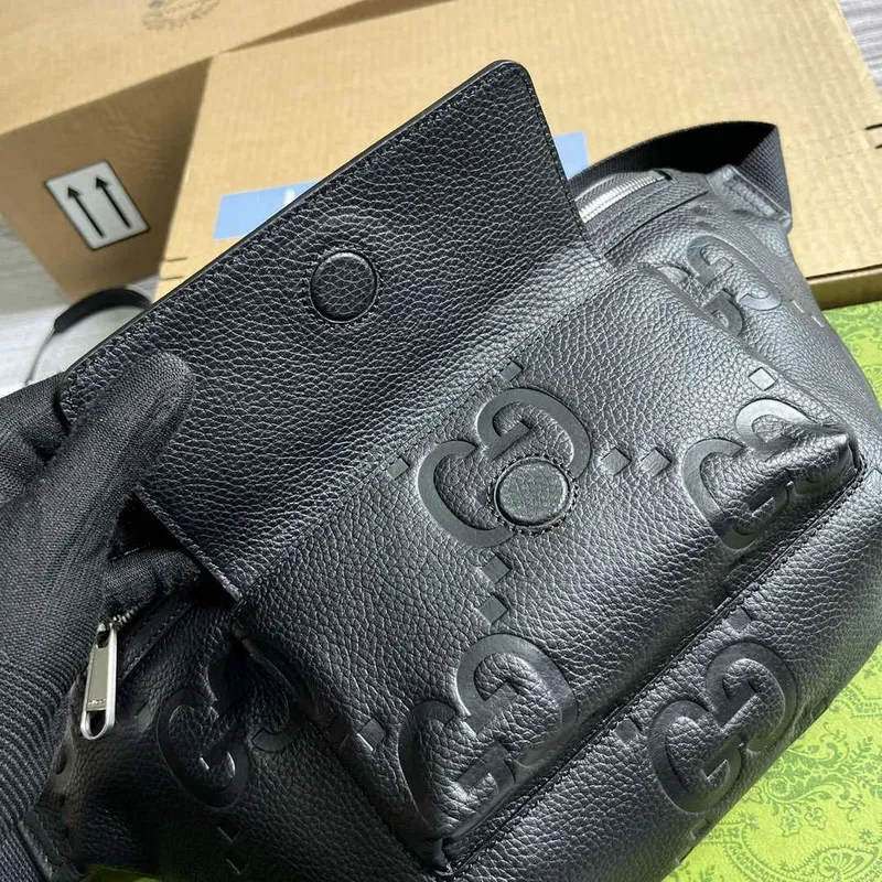 Gucci 645093 Jumbo GG Pásková taška Černá