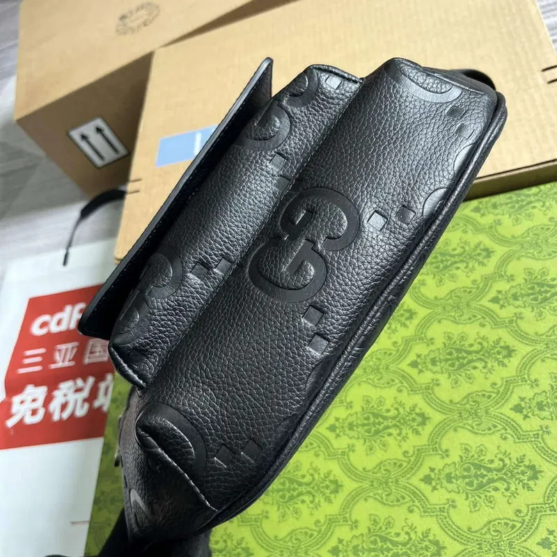 Gucci 645093 Jumbo GG Pásková taška Černá