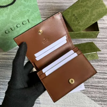 Gucci 723786 GG Matelassé Karta Peněženka Hnědá