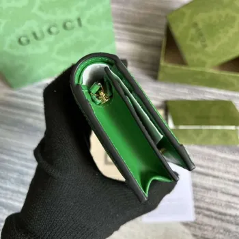 Gucci 723786 GG Matelassé pouzdro na karty peněženka zelená