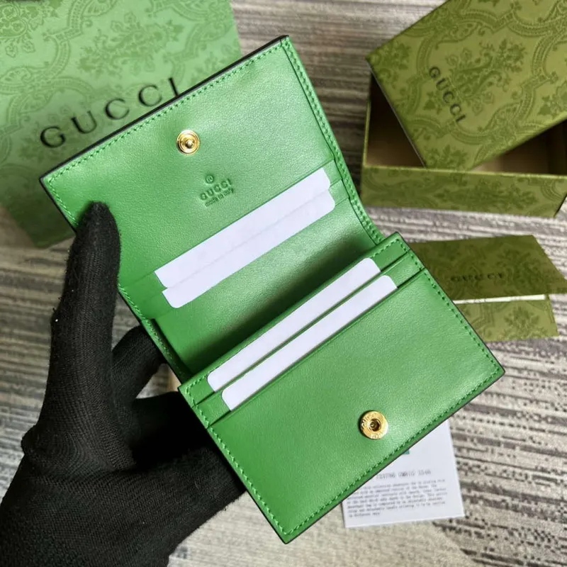 Gucci 723786 GG Matelassé pouzdro na karty peněženka zelená