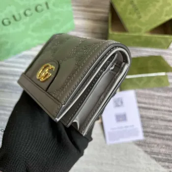 Gucci 723786 GG Matelassé Karta Pouzdro Peněženka Šedá