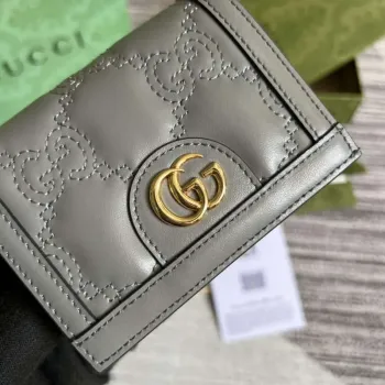 Gucci 723786 GG Matelassé Karta Pouzdro Peněženka Šedá