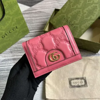 Gucci 723786 GG Matelassé Karta Peněženka Růžová růžová