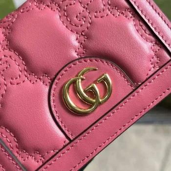 Gucci 723786 GG Matelassé Karta Peněženka Růžová růžová