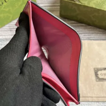 Gucci 723786 GG Matelassé Karta Peněženka Růžová růžová