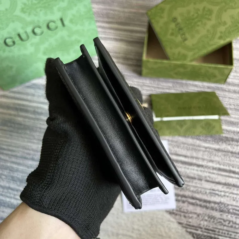 Gucci 723786 GG Matelassé Karta Peněženka Černá