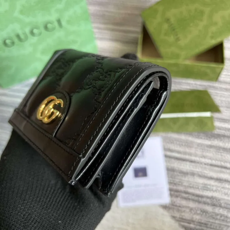 Gucci 723786 GG Matelassé Karta Peněženka Černá