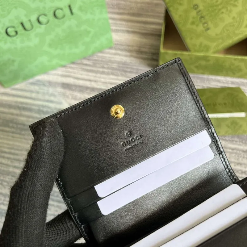 Gucci 723786 GG Matelassé Karta Peněženka Černá