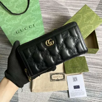Gucci 723784 GG Matelassé Zip Around Peněženka Černá
