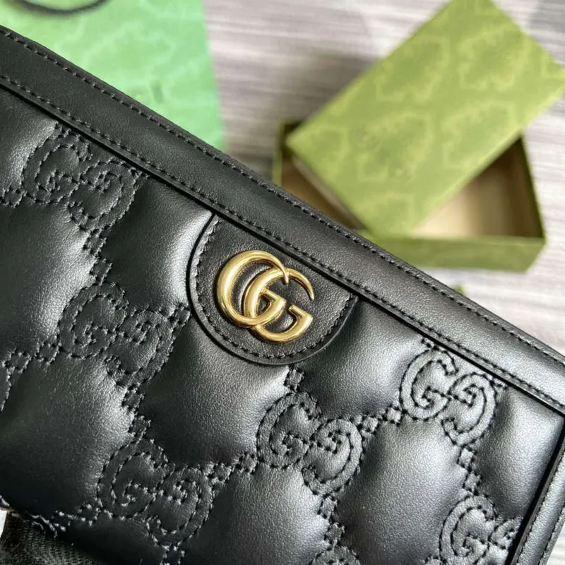 Gucci 723784 GG Matelassé Zip Around Peněženka Černá