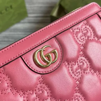 Gucci 723784 GG Matelassé Zip Around Wallet Růžová