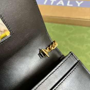 Gucci 723787 GG Matelassé Řetízková peněženka Černá
