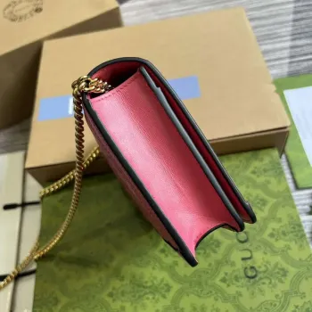 Gucci 723787 GG Matelassé Chain Wallet Růžová růžová