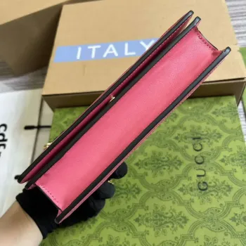 Gucci 723787 GG Matelassé Chain Wallet Růžová růžová