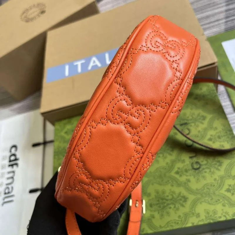 Gucci 739736 GG Matelassé Mini Taška Oranžová