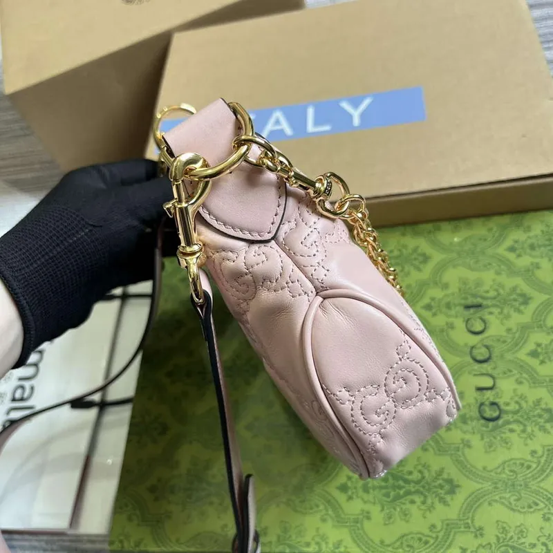 Gucci 739736 GG Matelassé Mini Taška Růžová