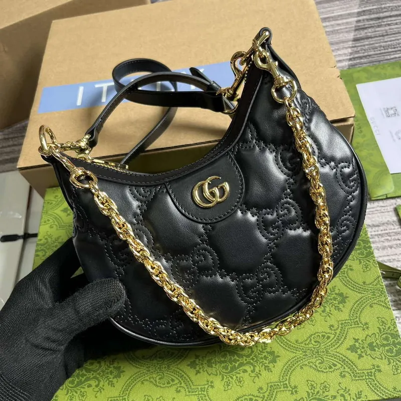 Gucci 739736 GG Matelassé Mini Taška Černá