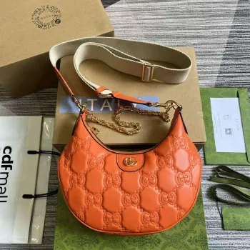 Gucci 739709 GG Matelassé Malá Kabelka přes Rameno Oranžová