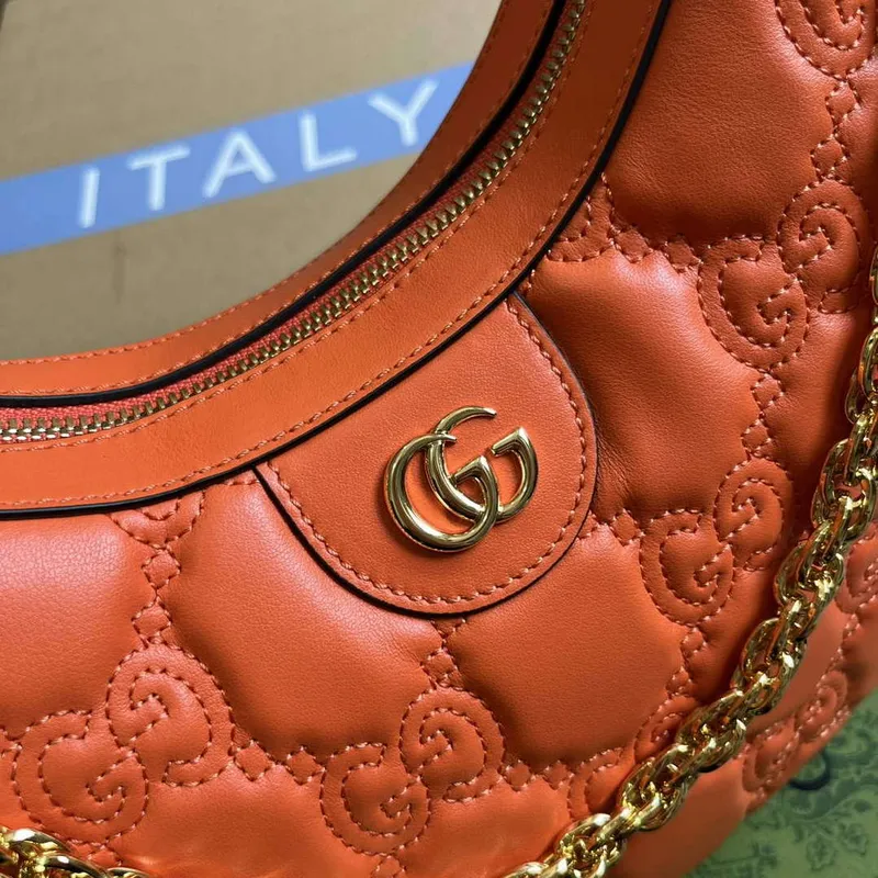 Gucci 739709 GG Matelassé Malá Kabelka přes Rameno Oranžová