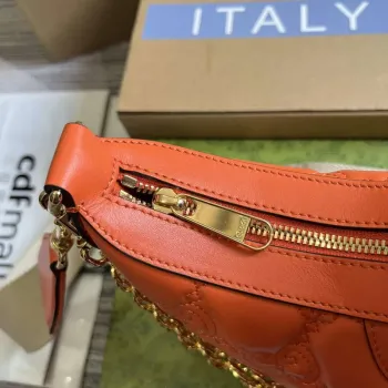 Gucci 739709 GG Matelassé Malá Kabelka přes Rameno Oranžová