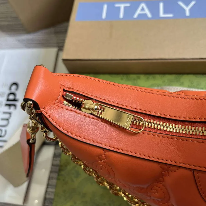 Gucci 739709 GG Matelassé Malá Kabelka přes Rameno Oranžová