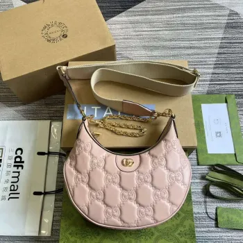 Gucci 739709 GG Matelassé Malá Kabelka přes Rameno Růžová