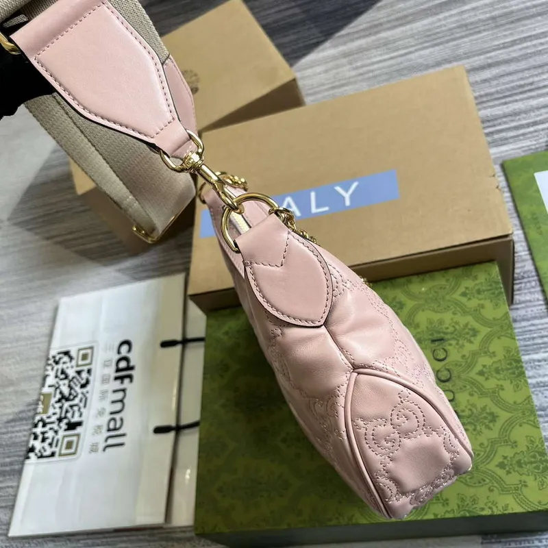 Gucci 739709 GG Matelassé Malá Kabelka přes Rameno Růžová