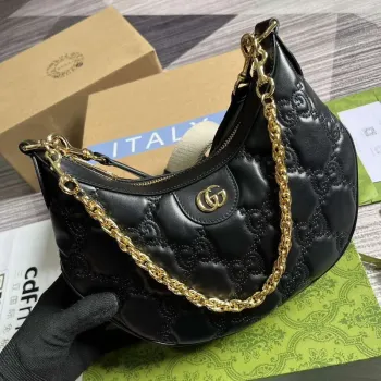 Gucci 739709 GG Matelassé Malá Ramenní Taška Černá