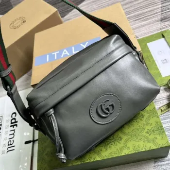 Gucci 725696 Kabelka přes rameno s tónovým Double G Šedá