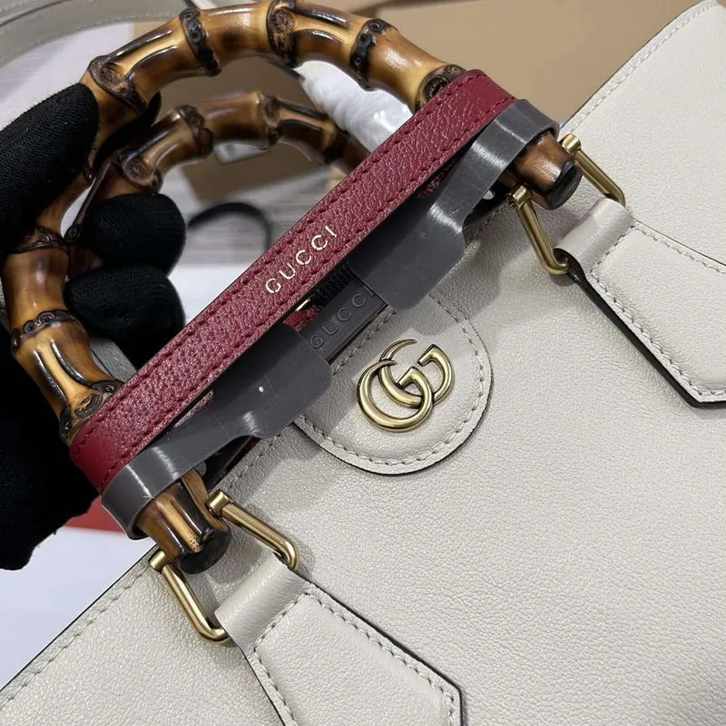 Gucci 750394 Gucci Diana Střední Tote Taška Bílá kůže