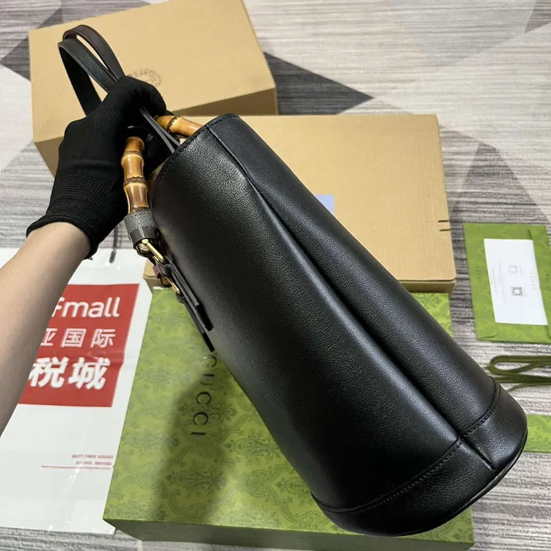 Gucci 750394 Gucci Diana Střední Tote Taška Černá kůže