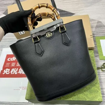 Gucci 750394 Gucci Diana Střední Tote Taška Černá kůže