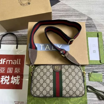 Gucci 752591 Ophidia Gg Malá Kabelka Přes Rameno Hnědá