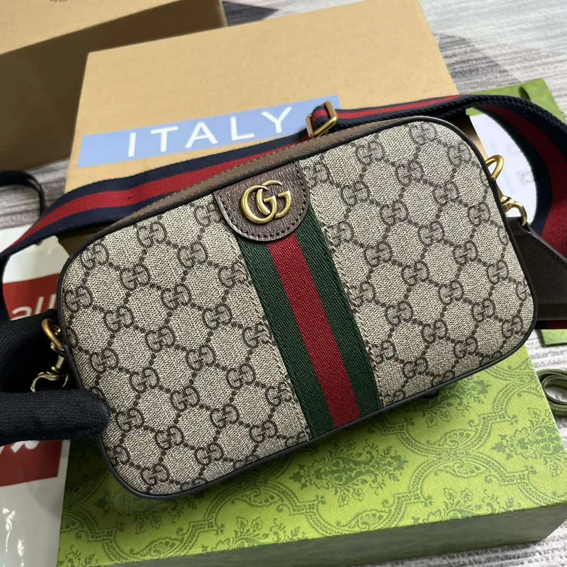 Gucci 752591 Ophidia Gg Malá Kabelka Přes Rameno Hnědá