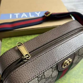Gucci 752591 Ophidia Gg Malá Kabelka Přes Rameno Hnědá