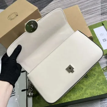 Gucci 739721 Petite GG Malá Kabelka přes Rameno Bílá