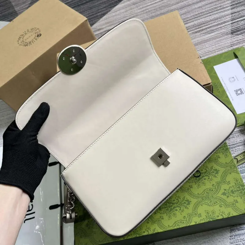 Gucci 739721 Petite GG Malá Kabelka přes Rameno Bílá